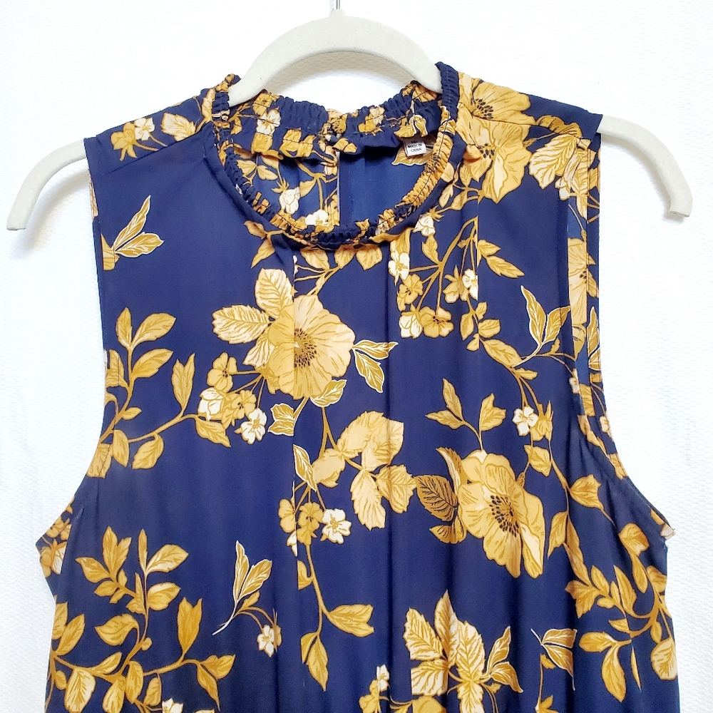 Nanette Lepore Smocked Floral Sleeveless Blouson Dress Size 16 - Picture 3 of 10